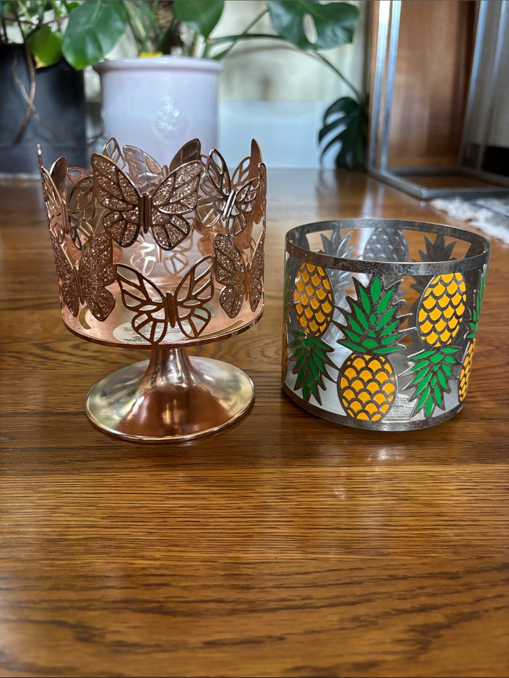 Set of 2 Bath and Body Works Butterfly & Pineapple Decorative Candleholders